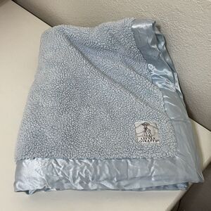 Little Giraffe Luxe Blue Chenille Baby Blanket Satin Trim USA Lovey Lovie